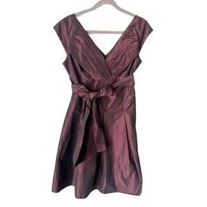 Antonio Melani Dress Women's 12 Maroon Taffeta A-Line Full Skirt Dark Romantic